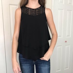 Black lace detail blouse